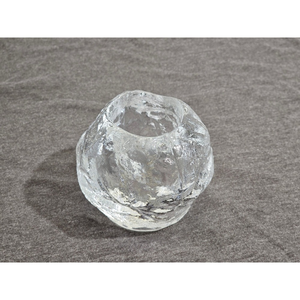 Kosta Boda Snowball Crystal Votive Candle Holder Ann Wolff Swedish Art Glass 3in